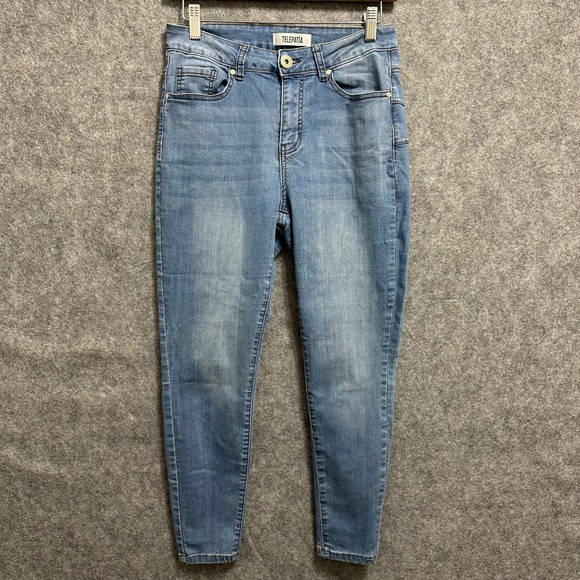 Telepatía Denim - Telepatia Skinny Jeans Women 7/28 Blue High Rise Stretch Denim Faded Casual